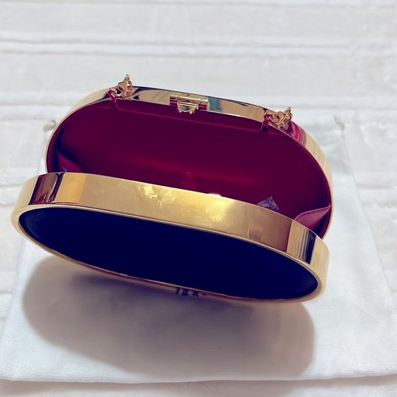 Mark CROSS 1845 Classic Black Satin Gold Chain Bag / Clutch - Picture 3 of 7